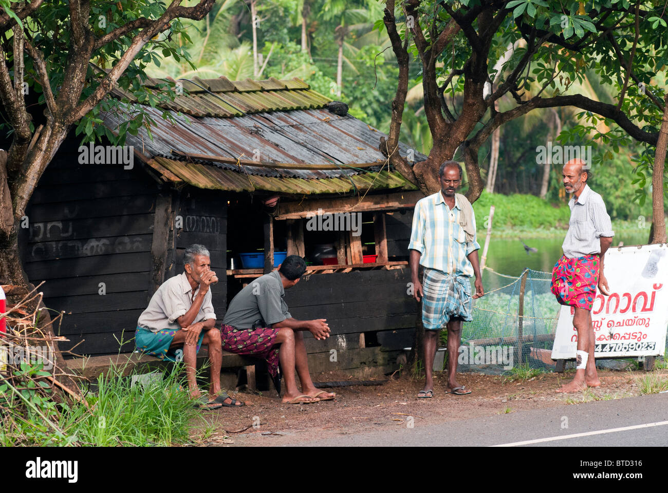 Local tea shop;Sayakadai on the banks of backwater,Allappuzha; Alleppey, Kuttanad, Kerala Stock