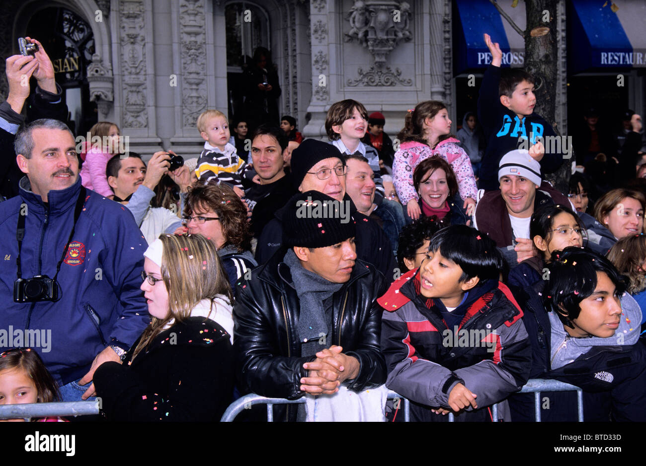 Multi Ethnic Crowd Watching Macy's Thanksgiving Day Parade New York City USA Stock Photo