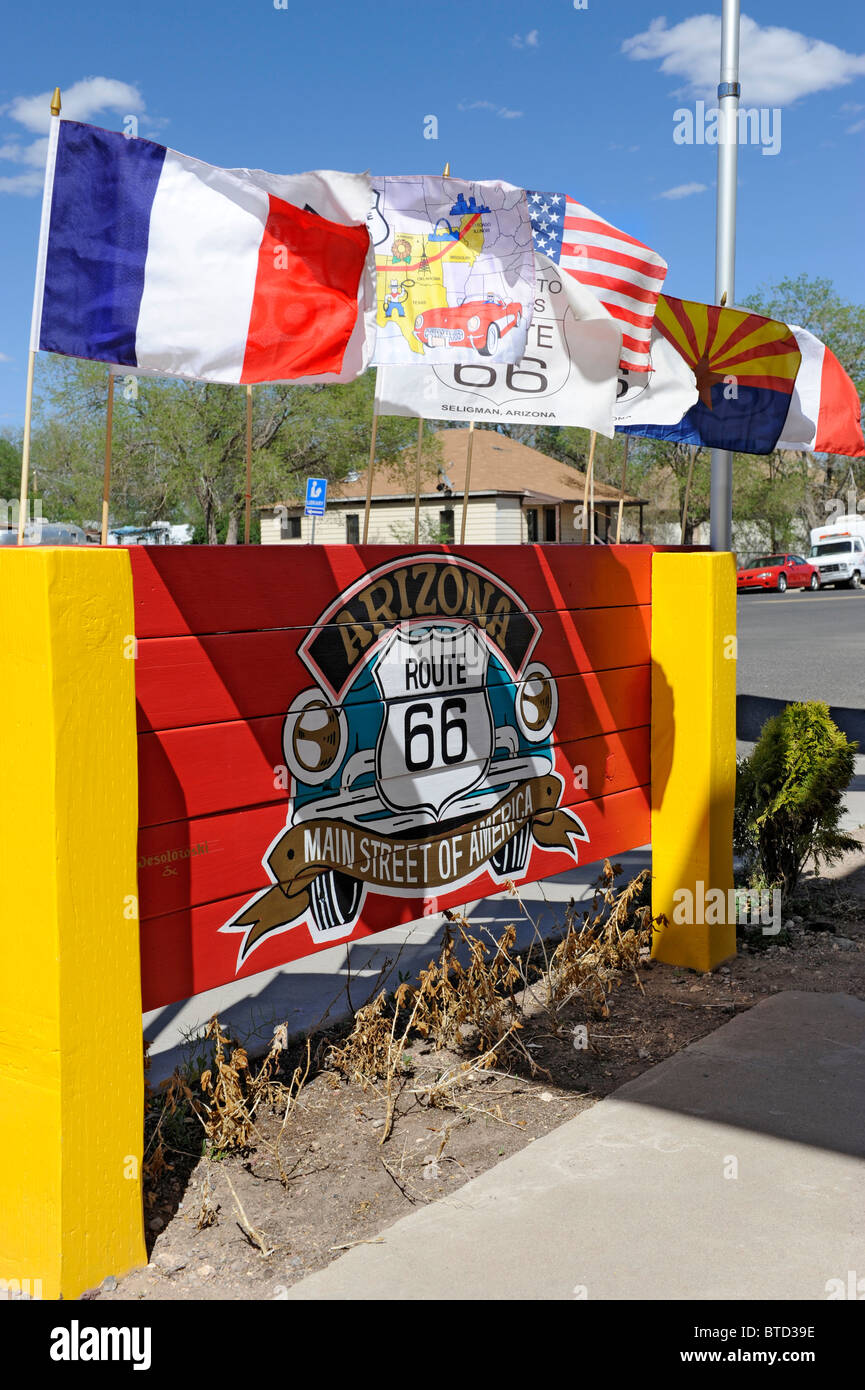 Route 66 Designation Sign Seligman Arizona Stock Photo Alamy