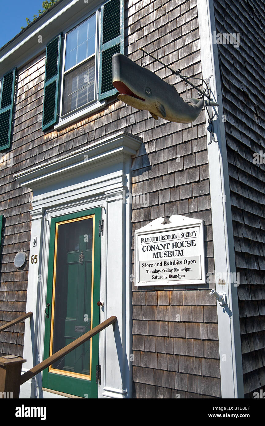 Falmouth's Conant House Museum, in a house built around 1730, includes an exhibit on the town's whaling industry history Stock Photo