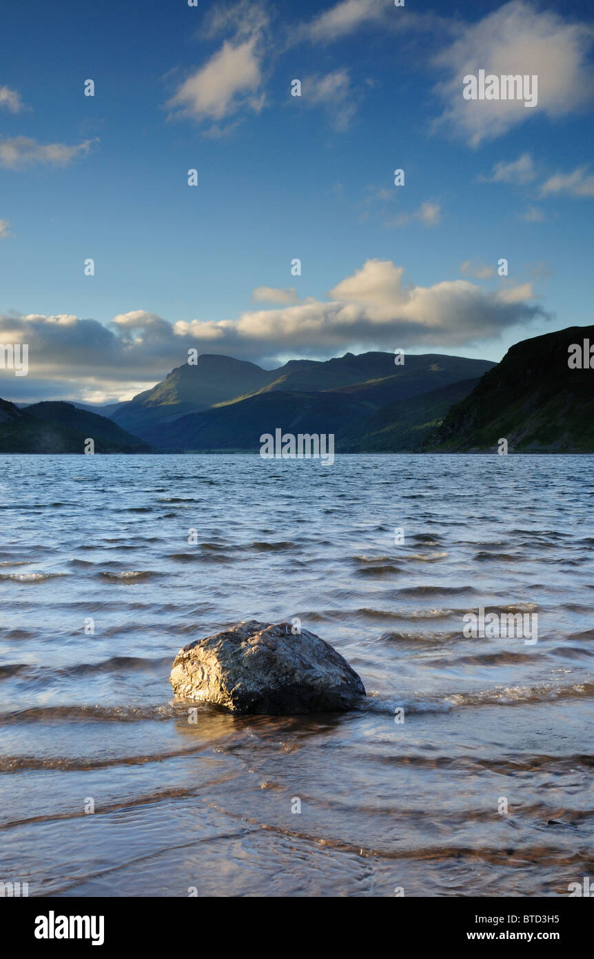 Dawn view over Ennerdale Water on a stormy morning looking towards Pillar and Steeple in the English Lake District Stock Photo