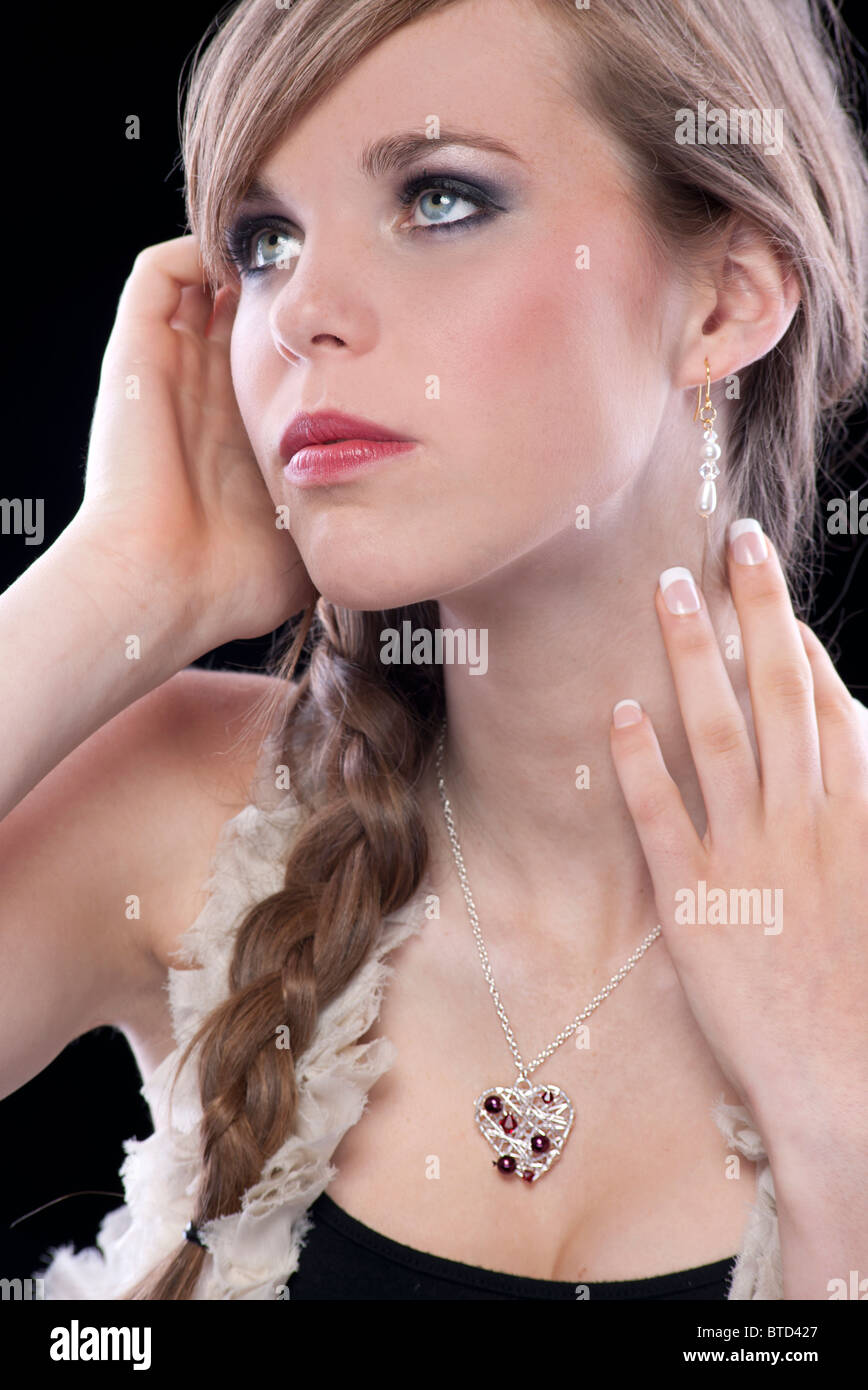 woman wearing jewellery Stock Photo - Alamy