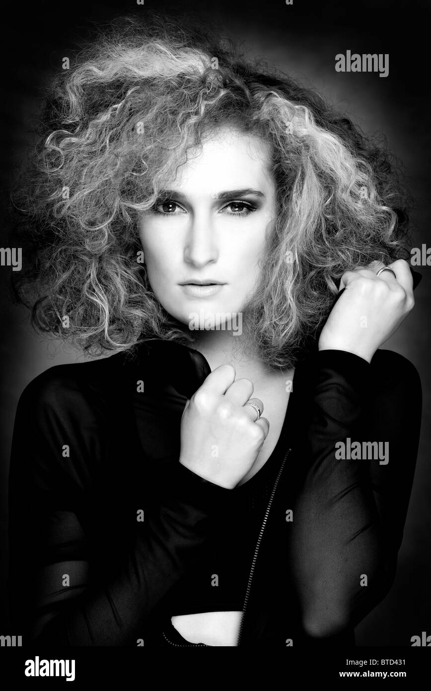 Curly female Black and White Stock Photos & Images - Alamy