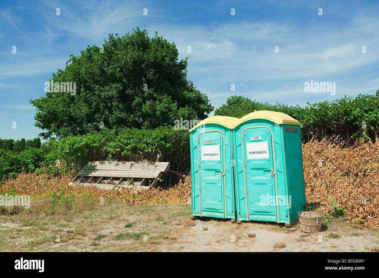 Portable toilets in Montauk, Long Island Stock Photo Alamy