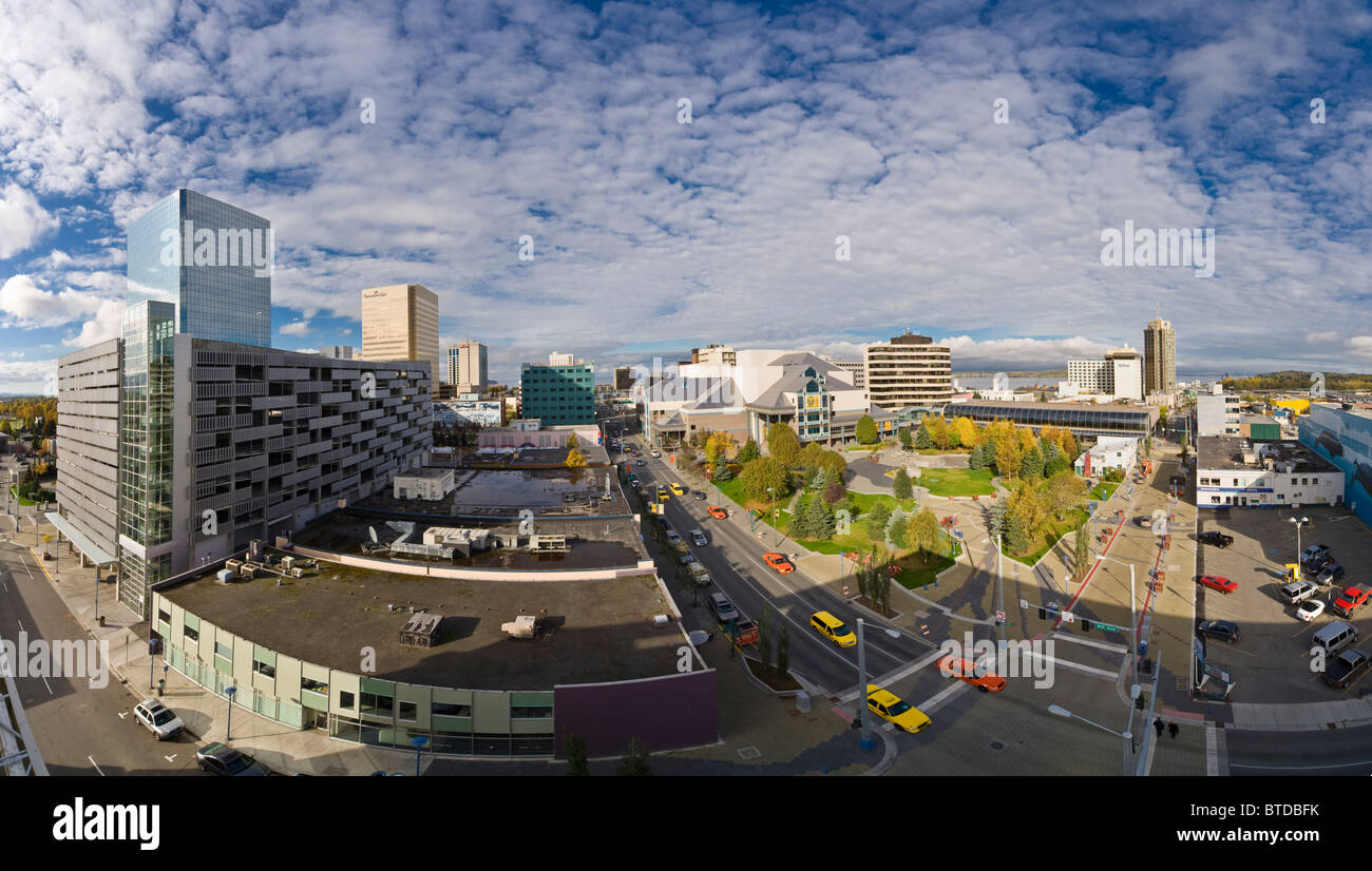 View of downtown Anchorage during Summer, Southcentral Alaska Stock Photo