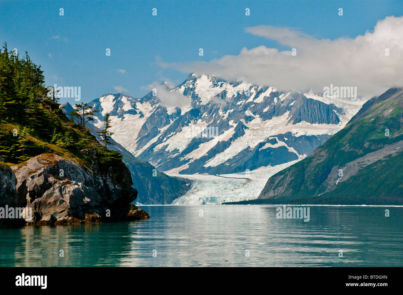 Scenic view of Surprise Glacier from Point Doran, Prince William Sound, Southcentral Alaska, Summer Stock Photo