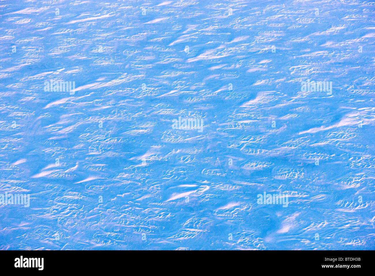 Aerial view of sea ice in Kotzebue Sound at dawn during Winter, Arctic, Alaska Stock Photo