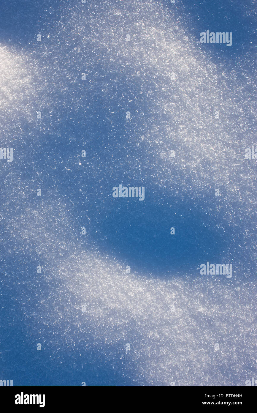 Close up of the winter sun highlighting texture in the snow, Noatak, Arctic Alaska, Winter Stock Photo