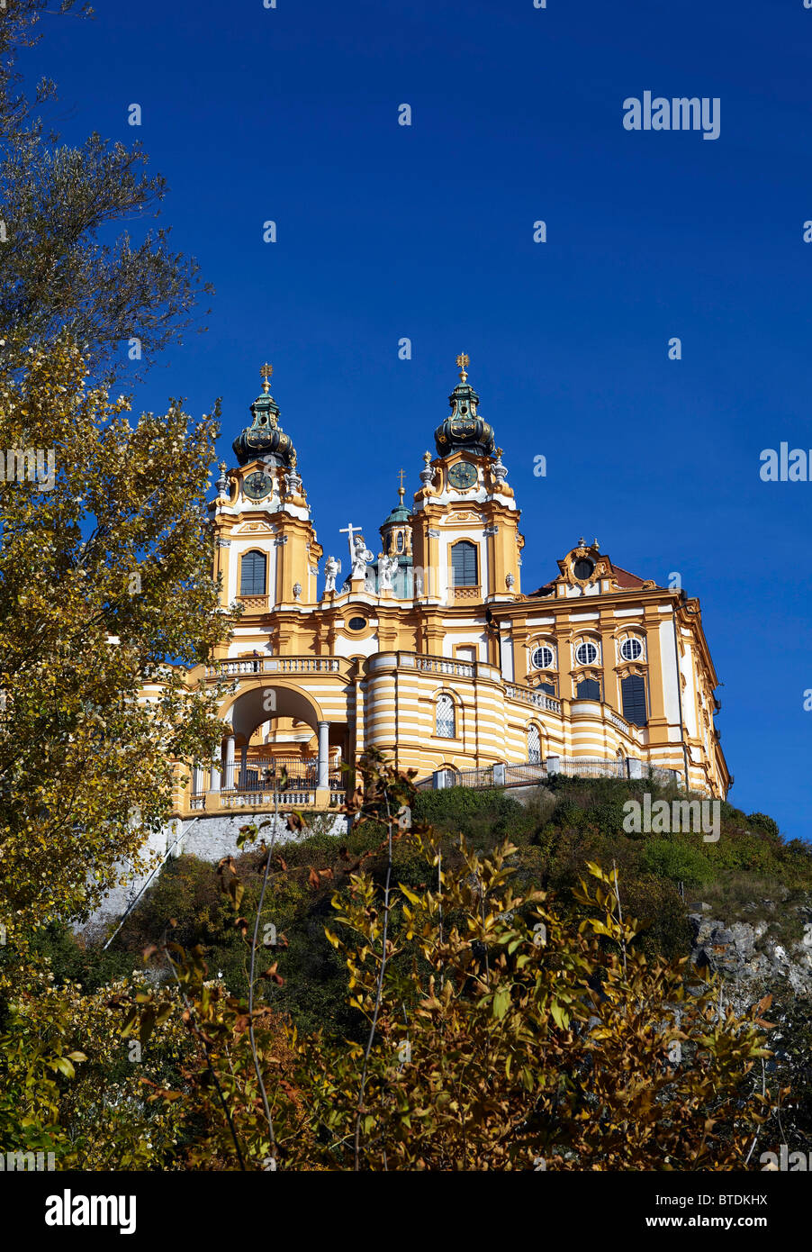 Melk monastery on hill, Wachau, Austria Stock Photo