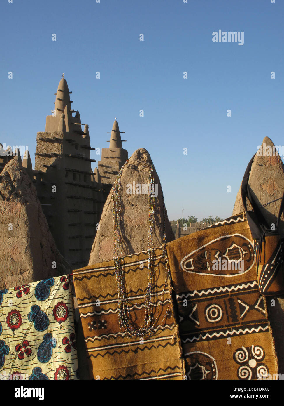 Traditional mud-cloth fabric (bogolan) for sale at the Djenne market Stock Photo