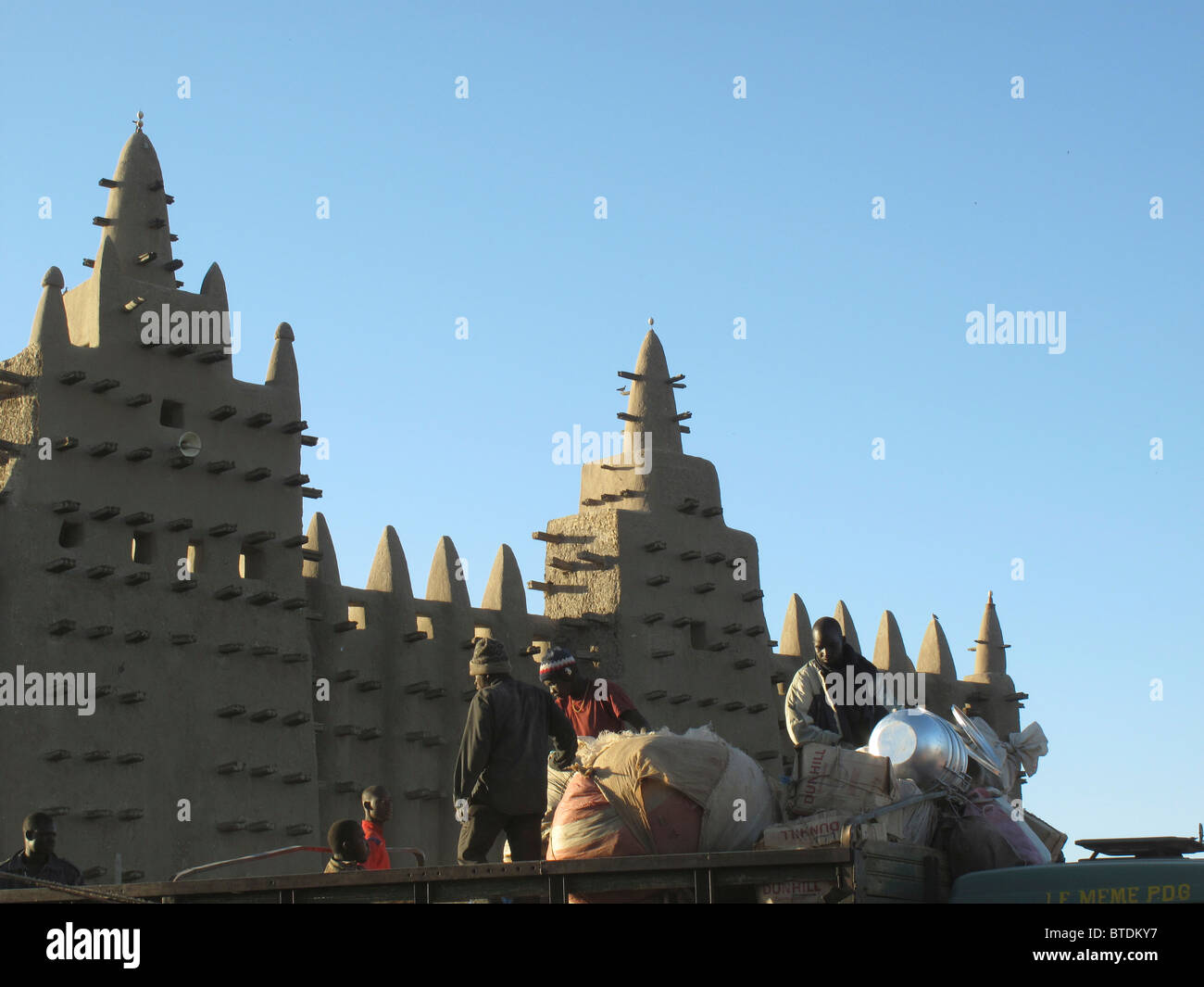 Djenne mosque built with sandstone with its unique design Stock Photo