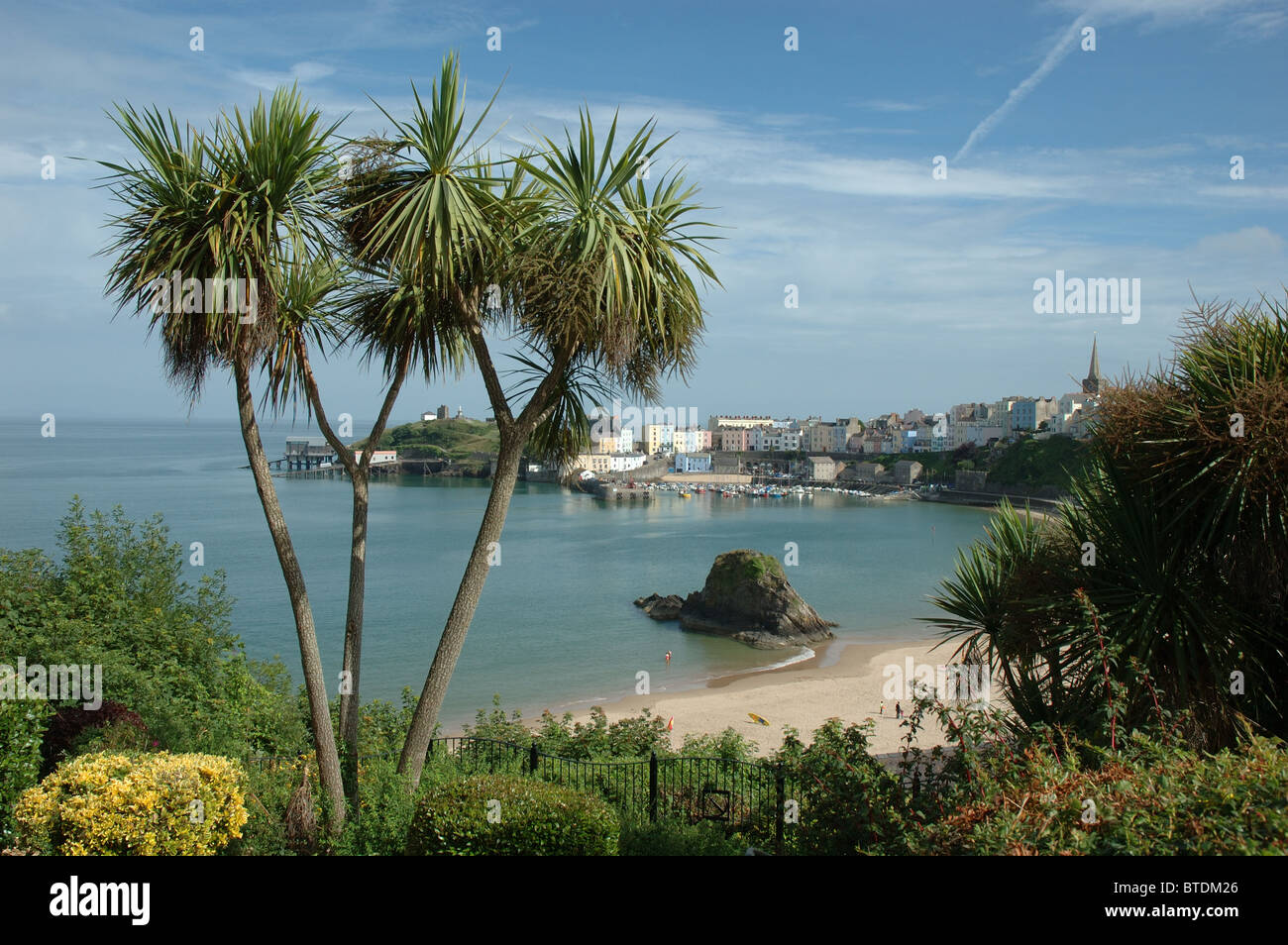 harbour and North Beach, Tenby, Pembrokeshire, Wales, UK Stock Photo