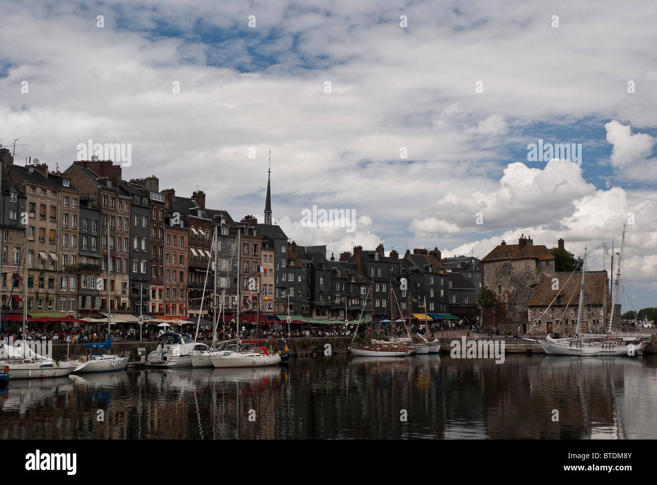 The 'vieux bassin' old port of Honfleur very picturesque village in the normand coast Stock Photo