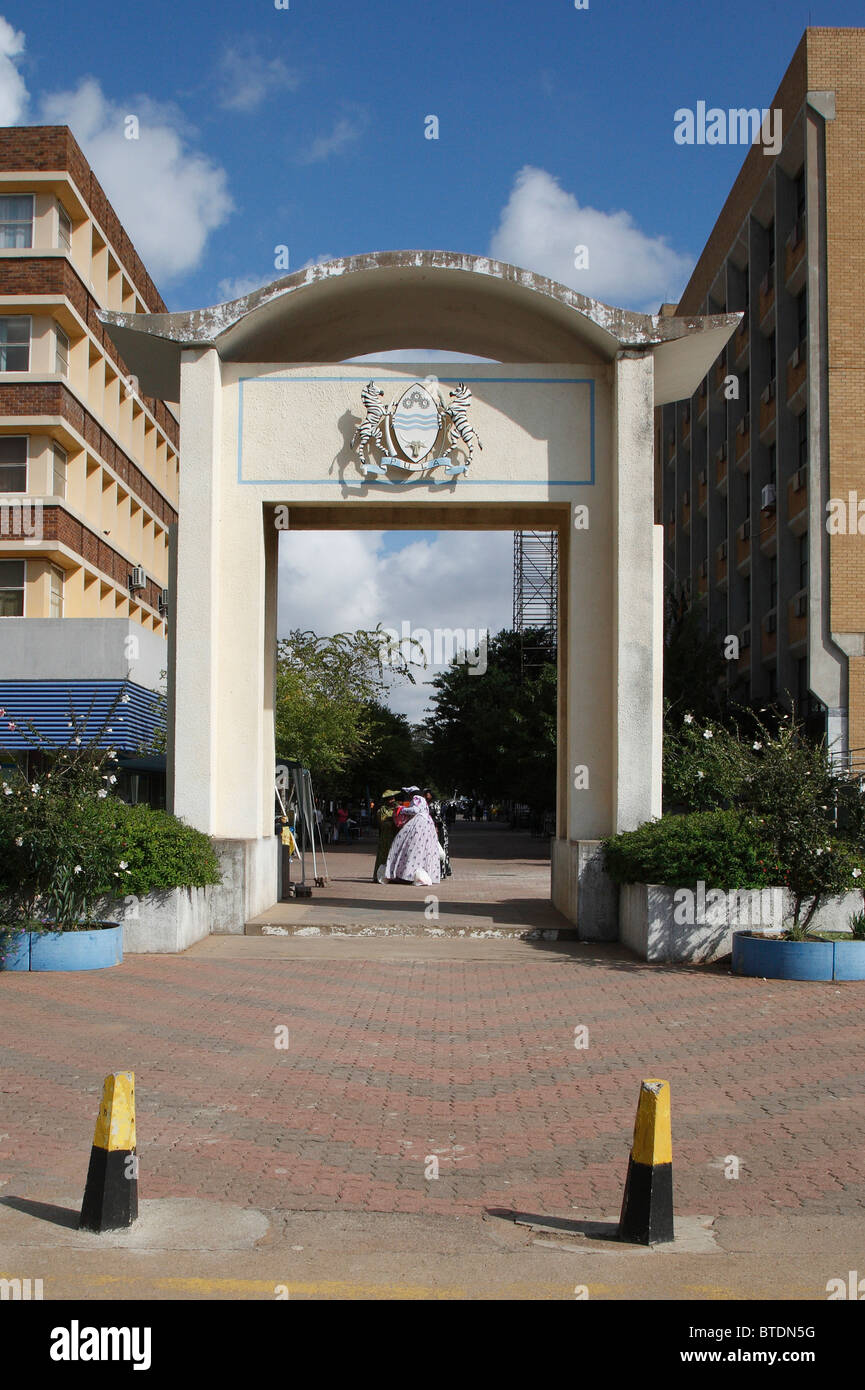 The entrance to the Old Main Mall in the City centre of Gaborone Stock Photo