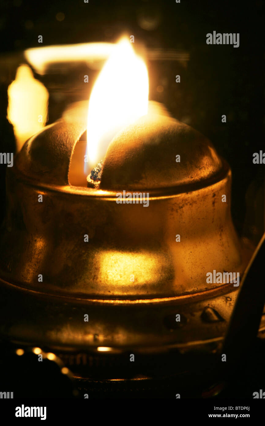 Closeup of a flame burning brightly in a paraffin lamp Stock Photo Alamy