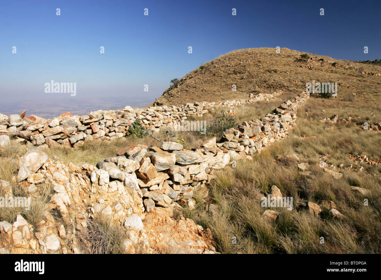 Stone walls along a ridge Stock Photo