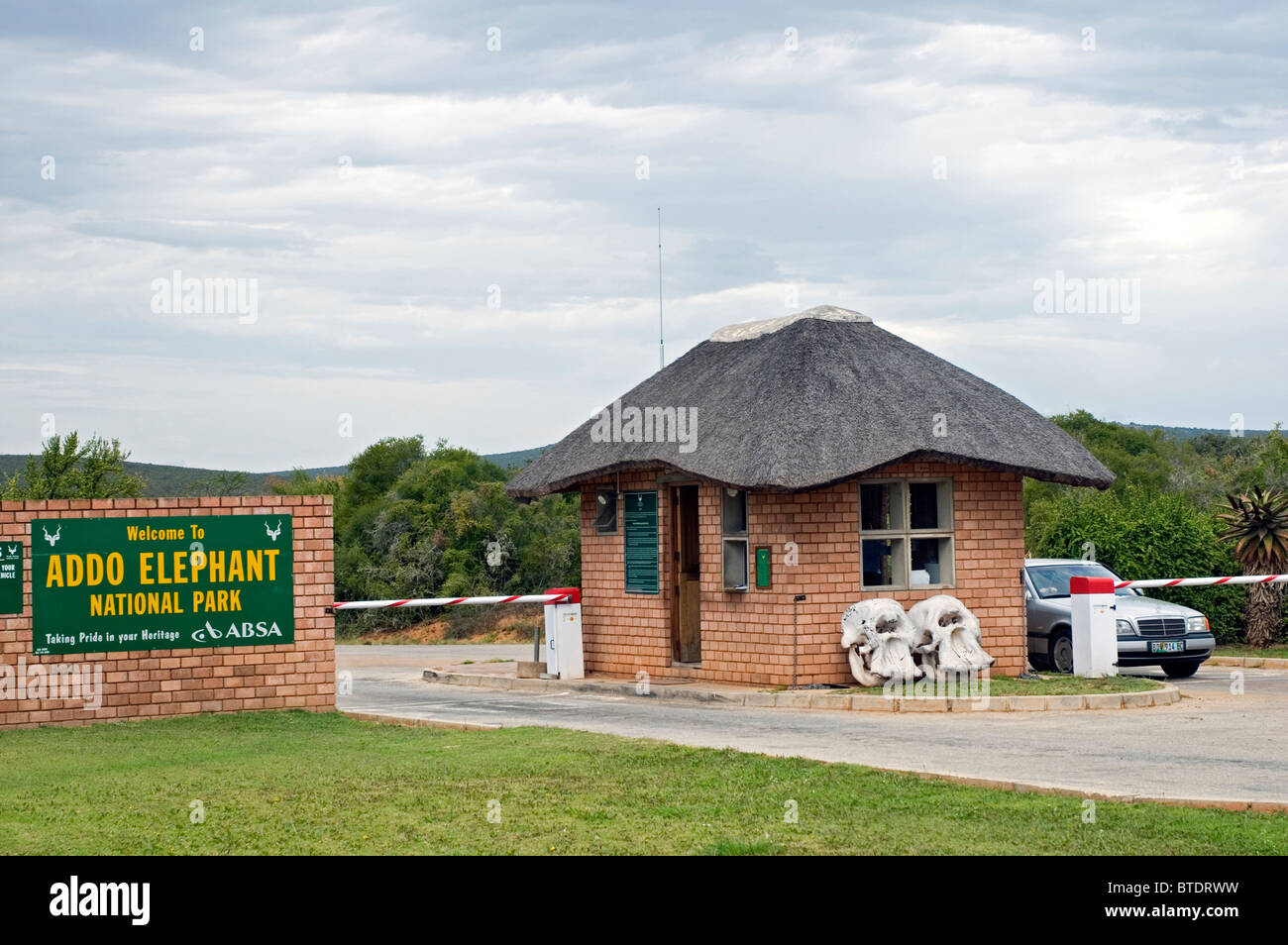 Main entrance gate (old) to Addo Elephant National Stock Photo