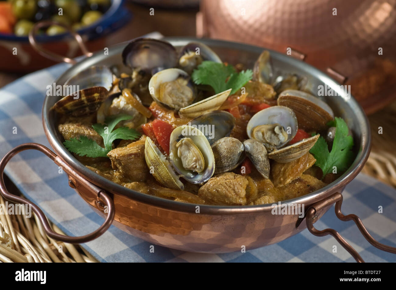 Pork with clams Alentejo style Portugal food Stock Photo