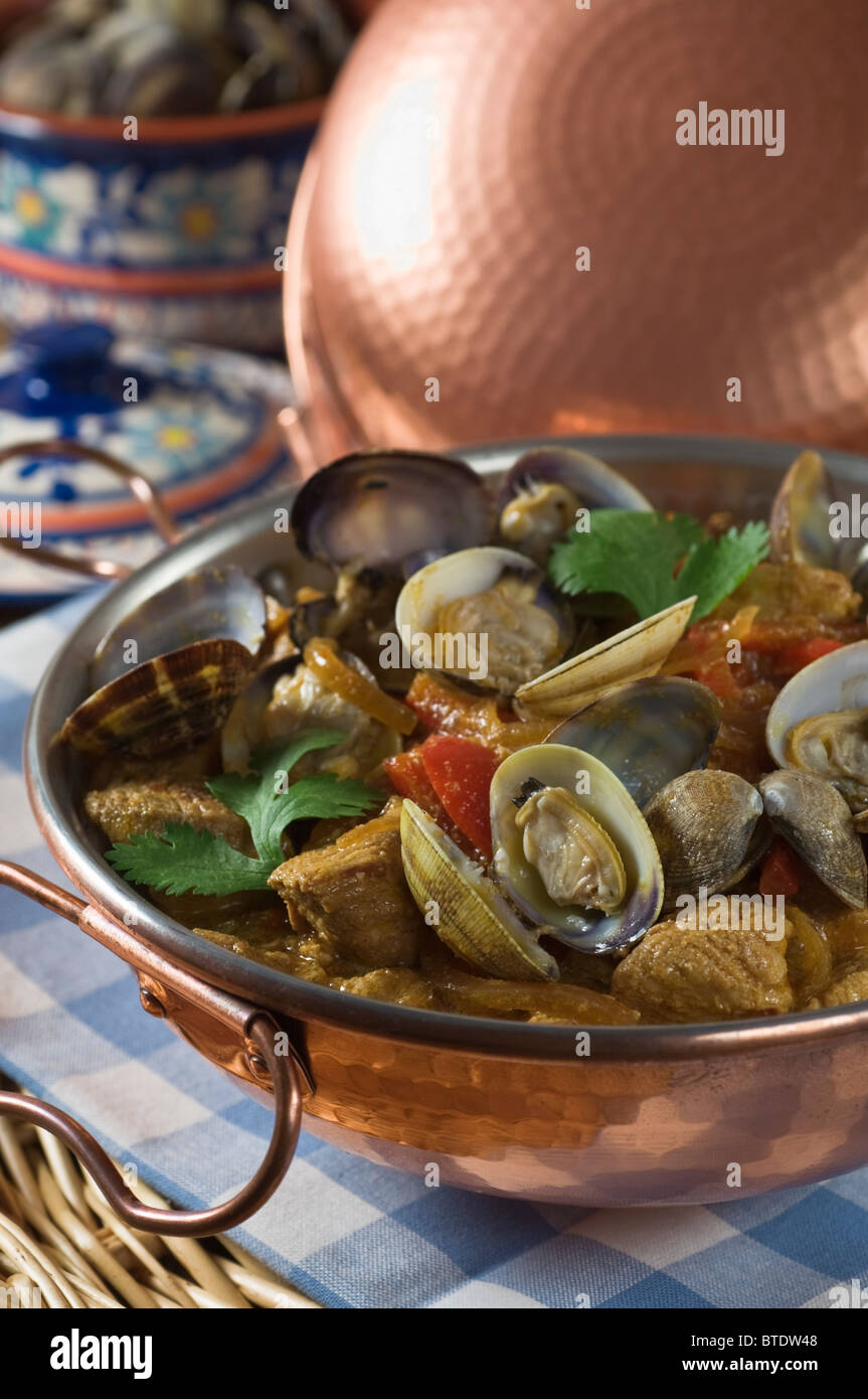 Pork with clams Alentejo style Portugal food Stock Photo
