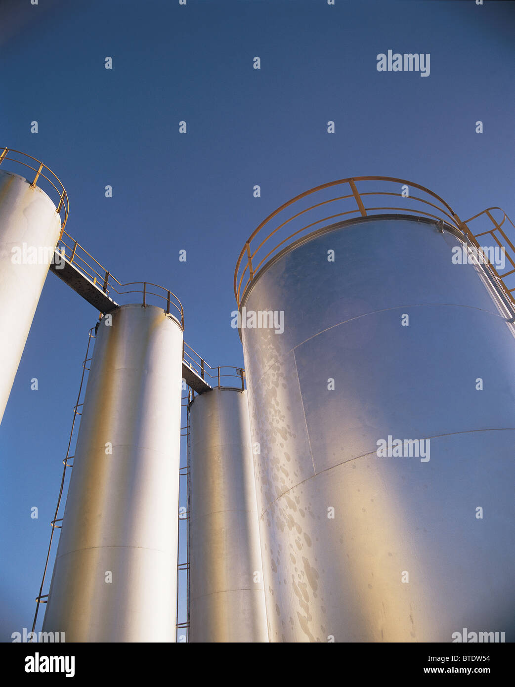 Large round steel silos Stock Photo Alamy