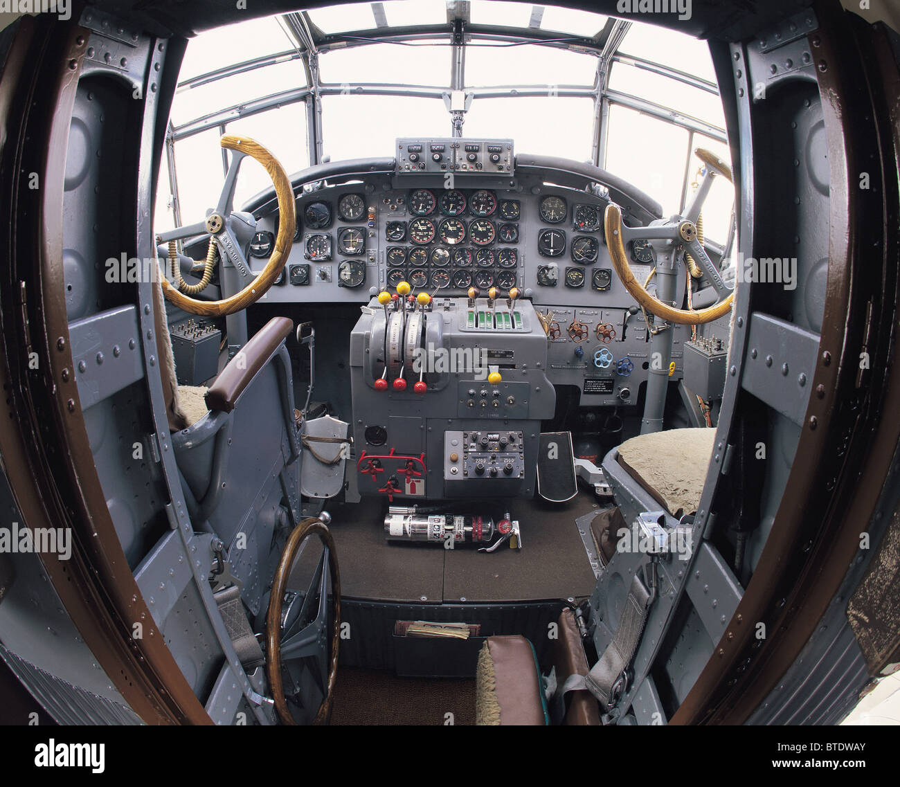 The cockpit of a medium sized plane Stock Photo