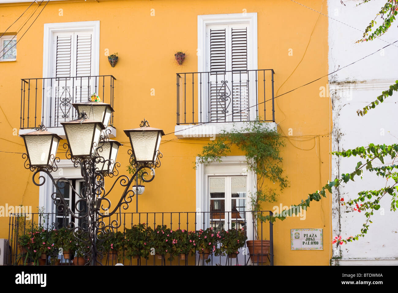 Old spanish houses in Marbella town, Spain Stock Photo