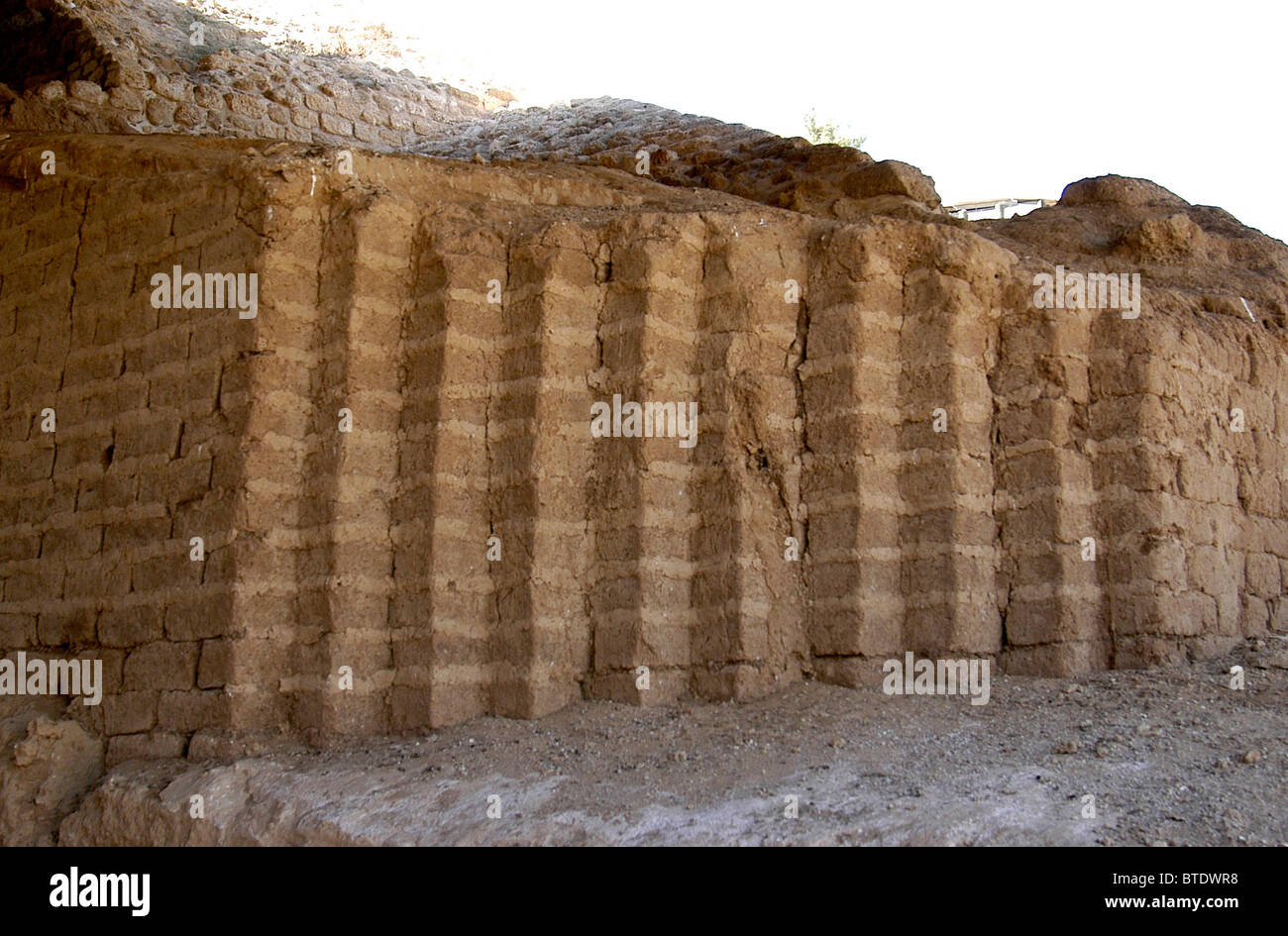 Ashkelon, the Canaanite gate. Mud bricks, section of the main city gate and towers of Canaanite Ashkelon, dating 1850 B.C. Stock Photo