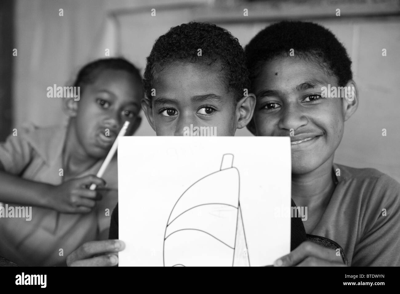 School kids in Fiji Stock Photo