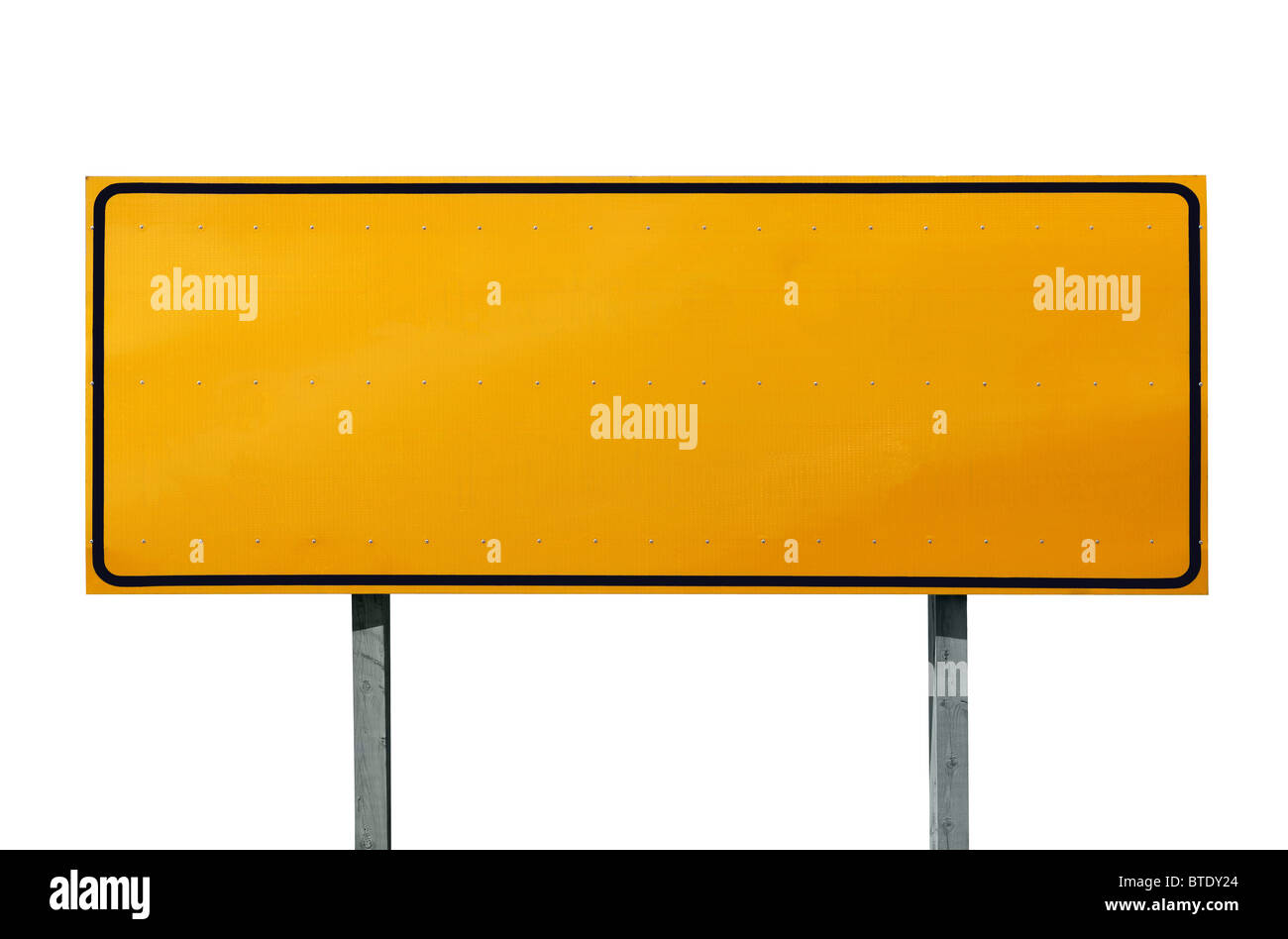 Big blank highway sign isolated on white. Stock Photo