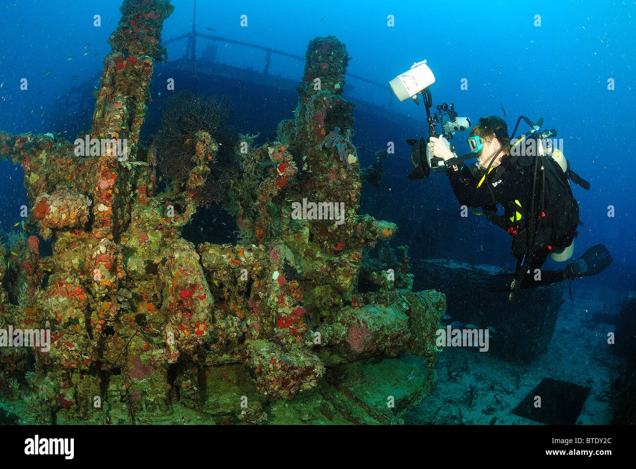 Wreck of USS Spiegel Grove off Key Largo coast, Florida, USA Stock ...