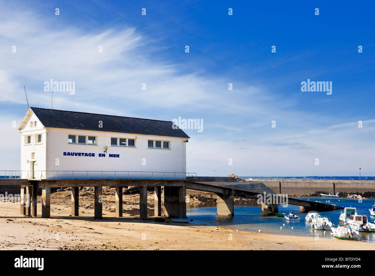 Lifeboat station at Trevignon; Finistere; Brittany; France; Europe Stock Photo