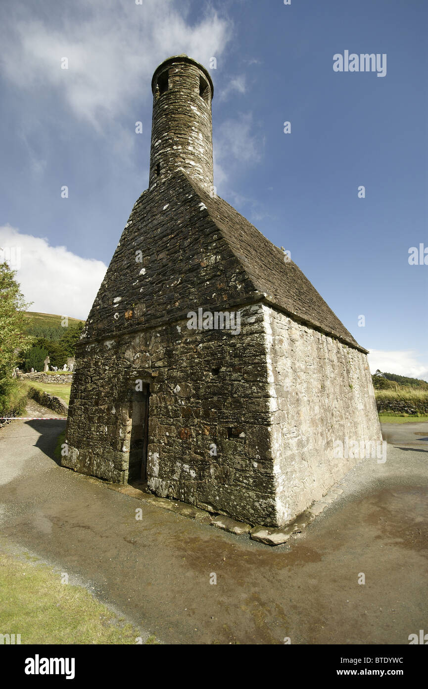 Irish Round Tower, Glendalough, County Wicklow, Ireland Stock Photo