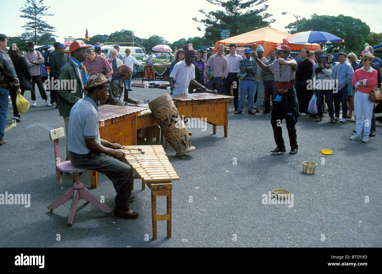 Marimba band performing at a flea market Stock Photo Alamy