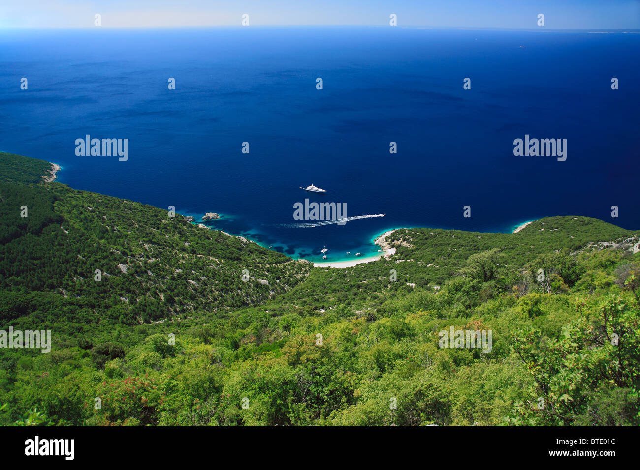 Sveti Ivan beach accessible on foot or from the sea only near Lubenice village on Cres Island, Croatia Stock Photo