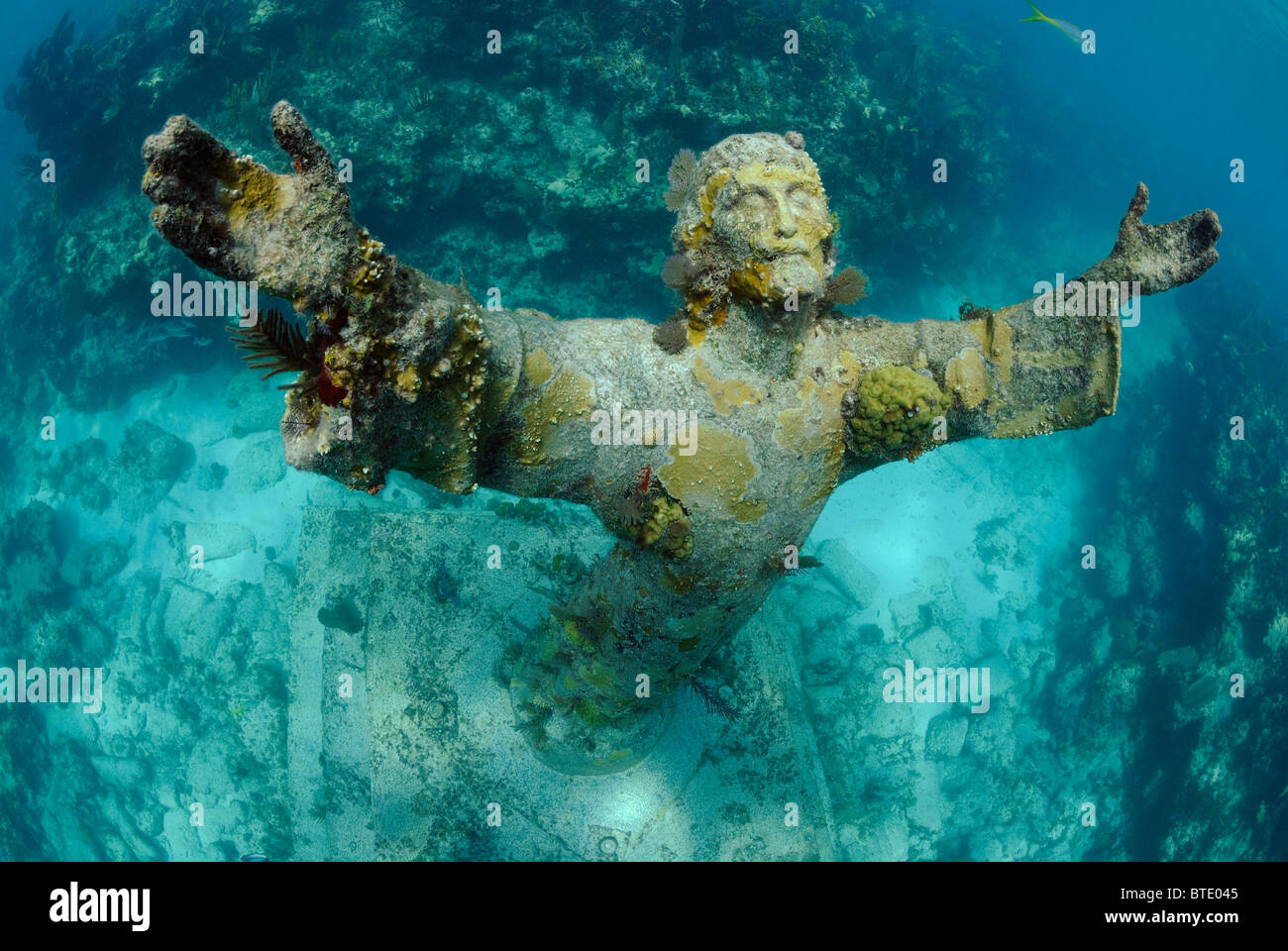 Christ of the Abyss statue off Key Largo coast, Florida, USA Stock