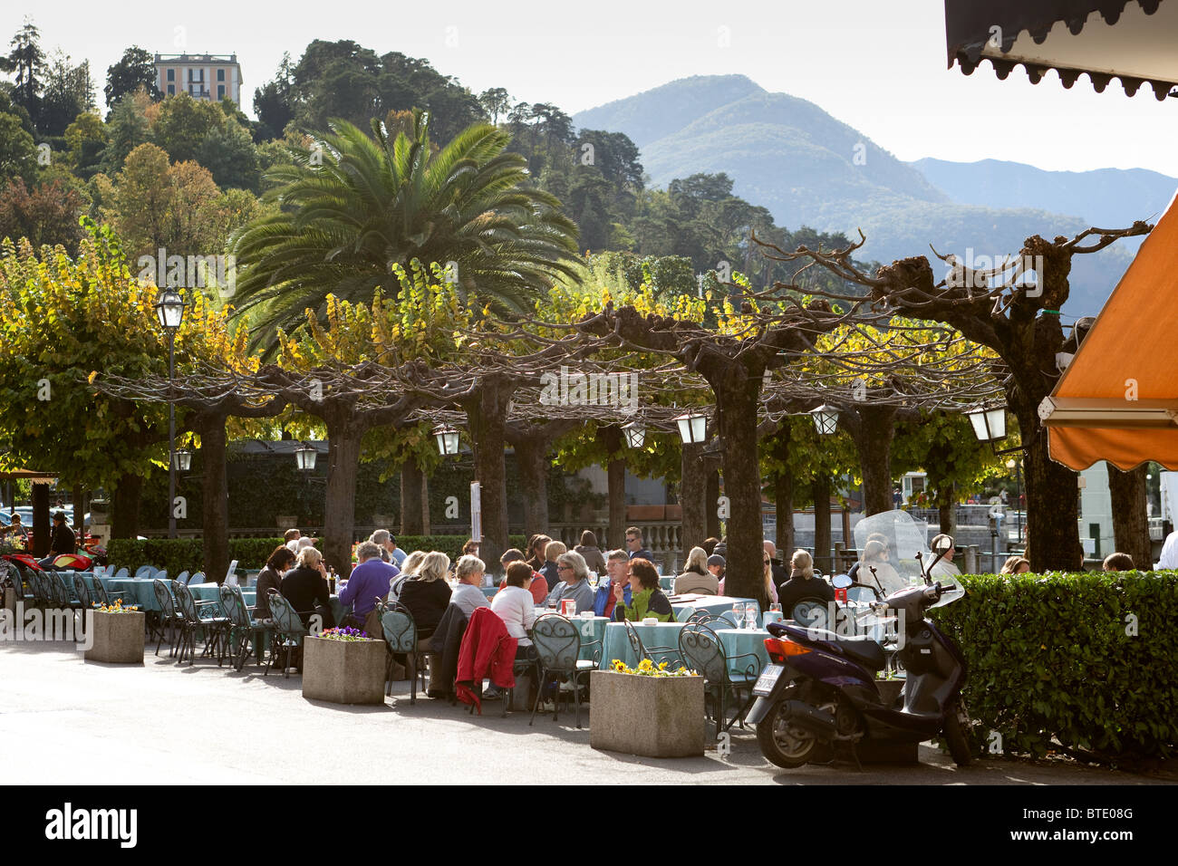 cafe at bellagio waterfront Lake Como Italy Stock Photo