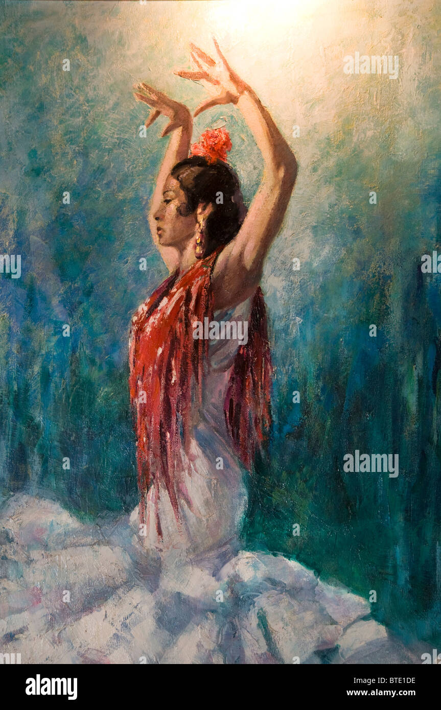 Seville Spain Flamenco dance dancer woman painting Stock Photo