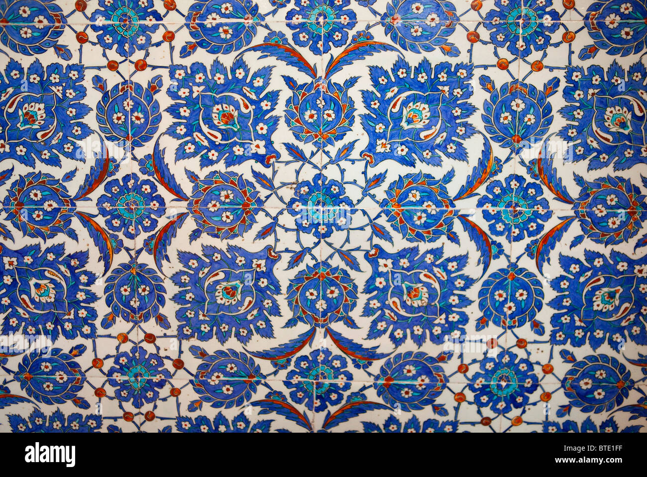 The Sultan Ahmed Mosque (Blue mosque) Istanbul Turkey. blue ceramic tiles interior  101054_Turkey Stock Photo