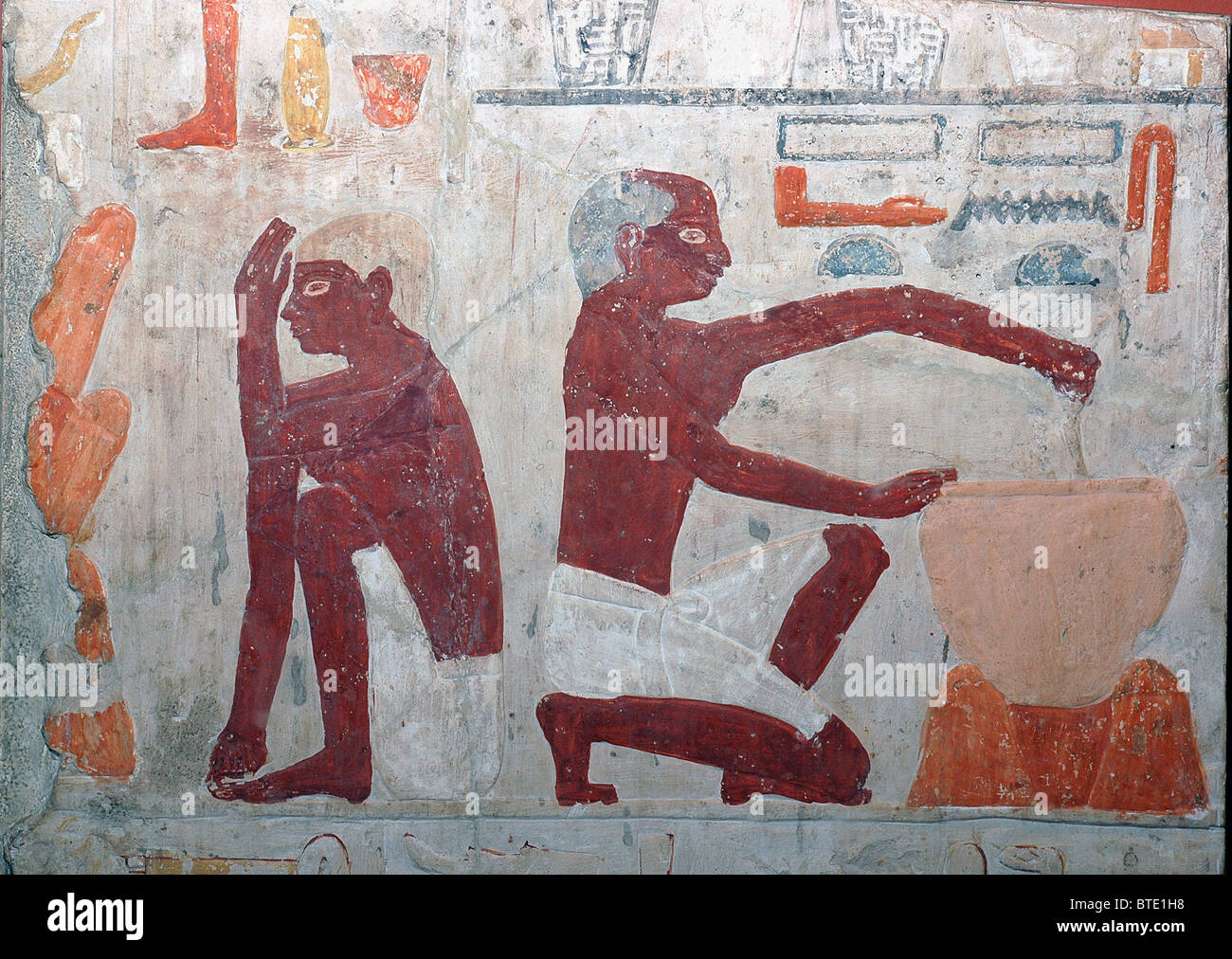 5347. Wall painting of a man cooking. Egypt, 5th. dynasty, c. 2350-2000 BC Stock Photo