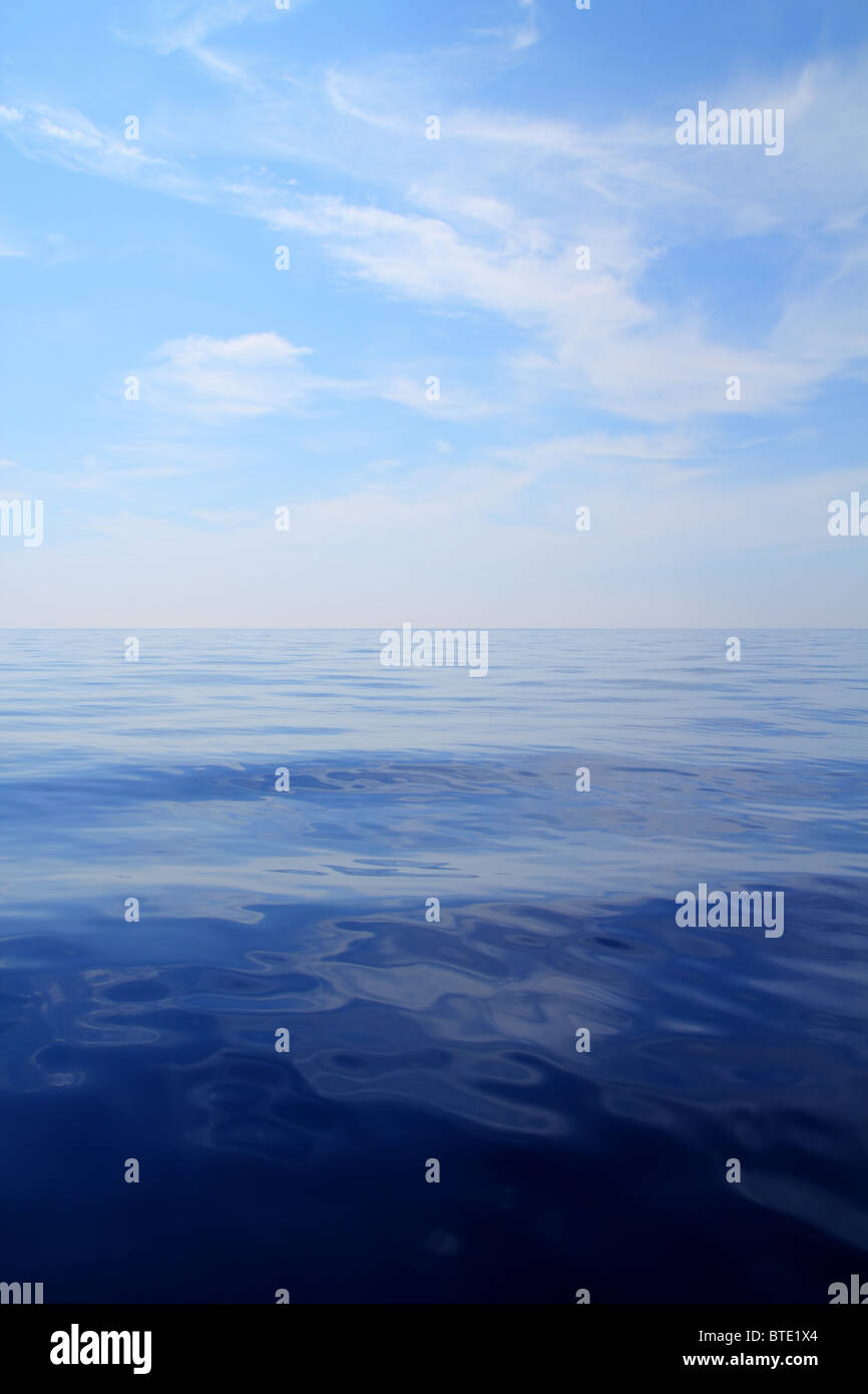 Calm sea blue water ocean sky horizon scenics in Mediterranean Stock Photo