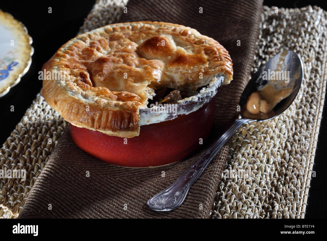 Beef mushroom pie traditional English food Stock Photo Alamy