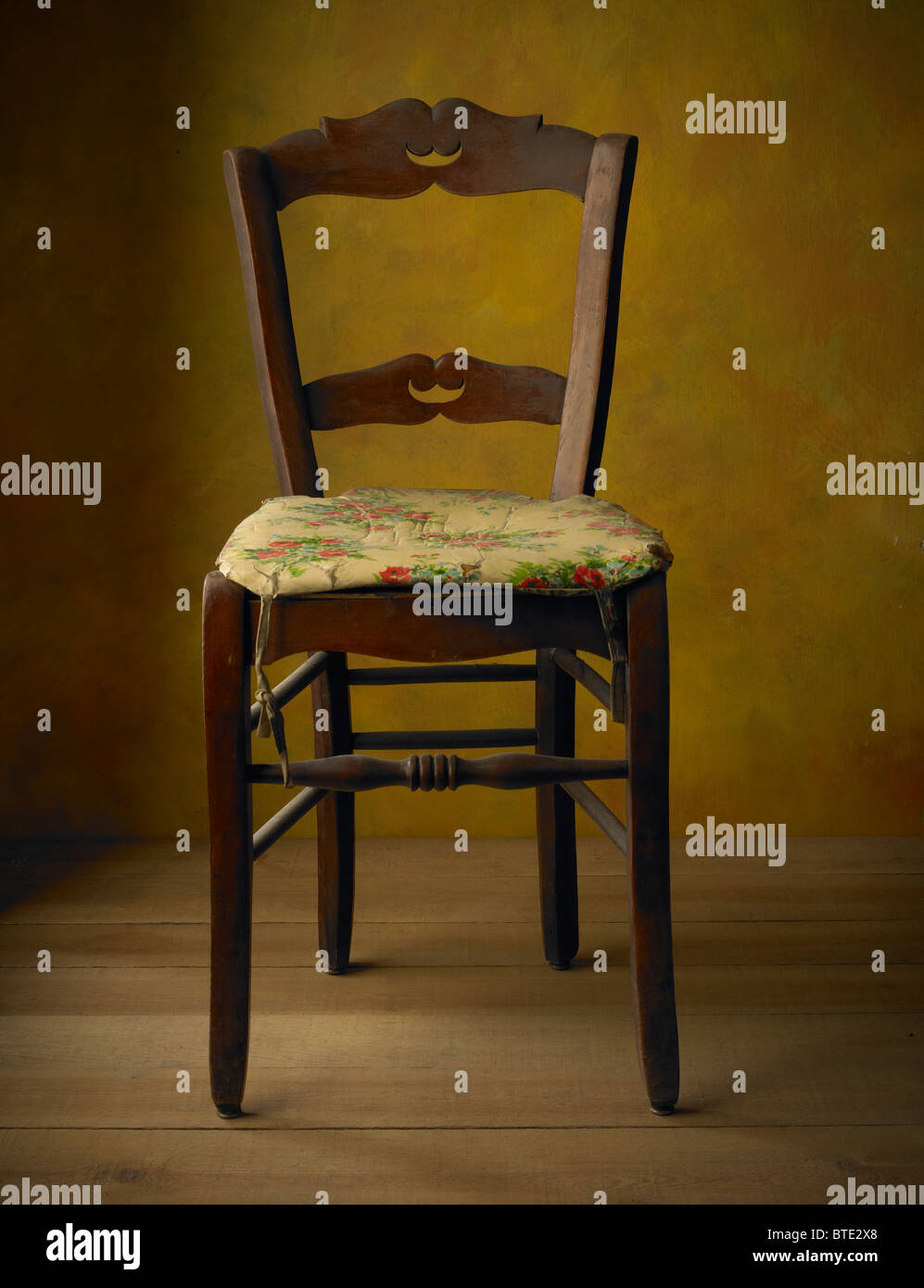 French wooden chair in empty room setting Stock Photo Alamy