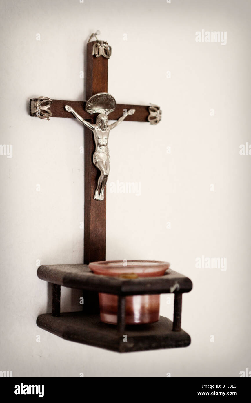 Kandilo-vigil light and crucifix, Stock Photo