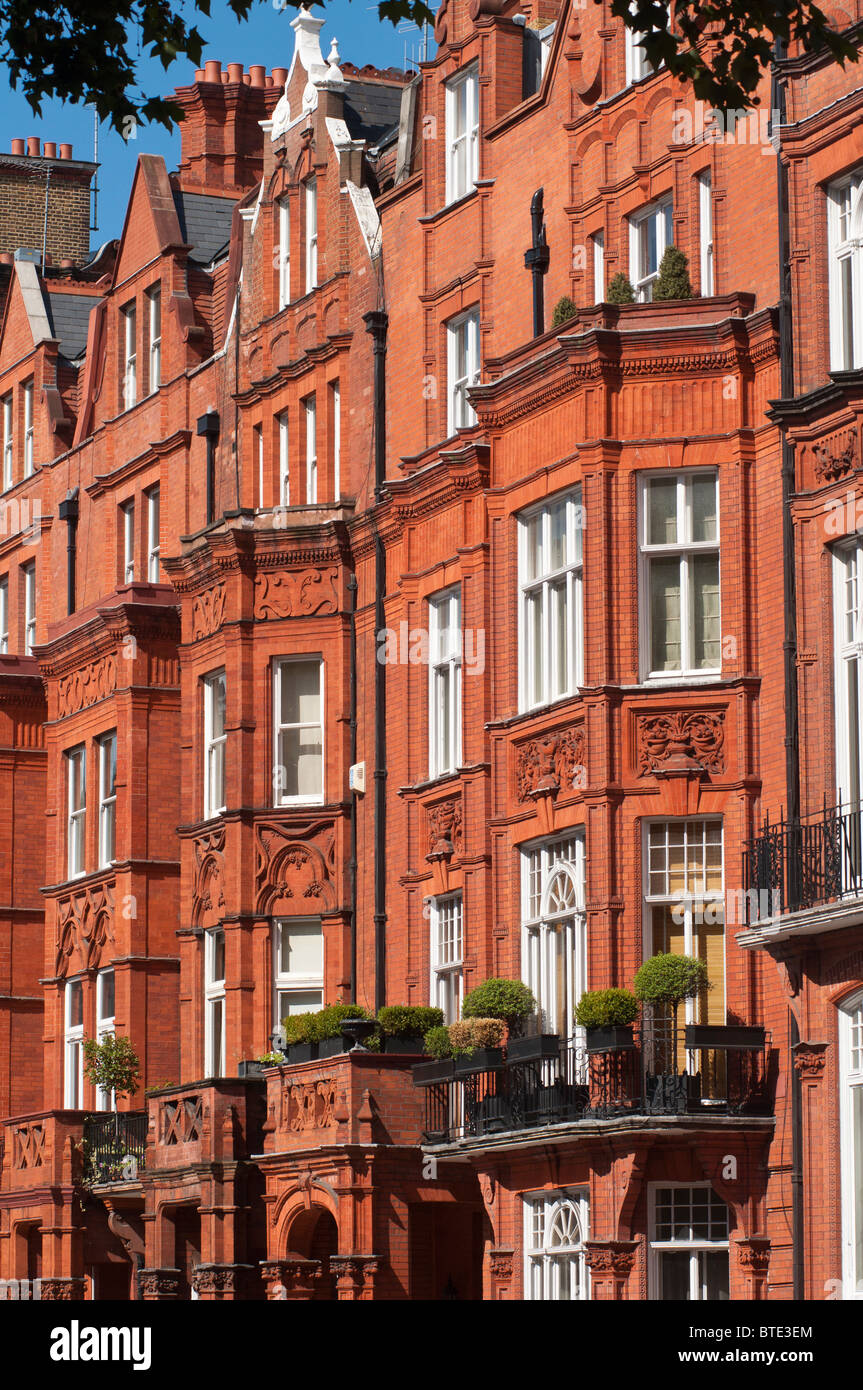 Queen Anne style Dutch gabled buildings along Pont Street in Kensington and Chelsea London England Stock Photo