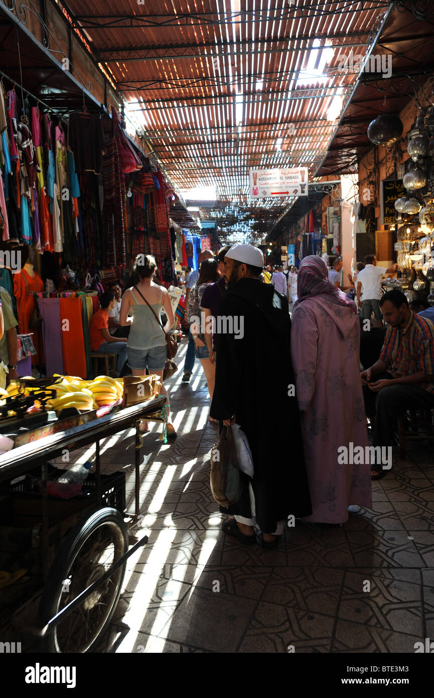 Shopping in the Souks in Marrakech. Stock Photo