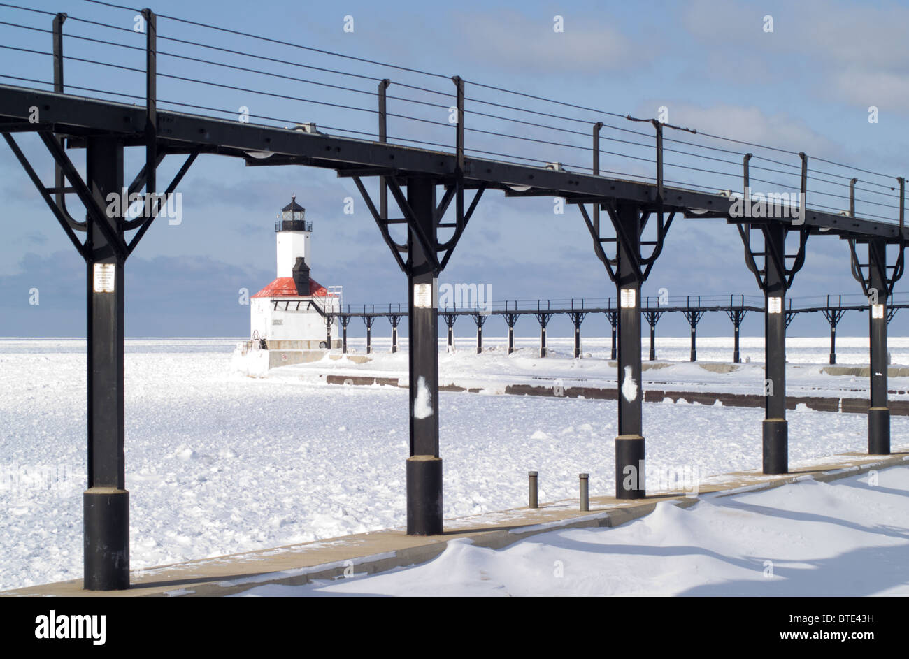 Michigan City East Pier Head Lighthouse Stock Photo