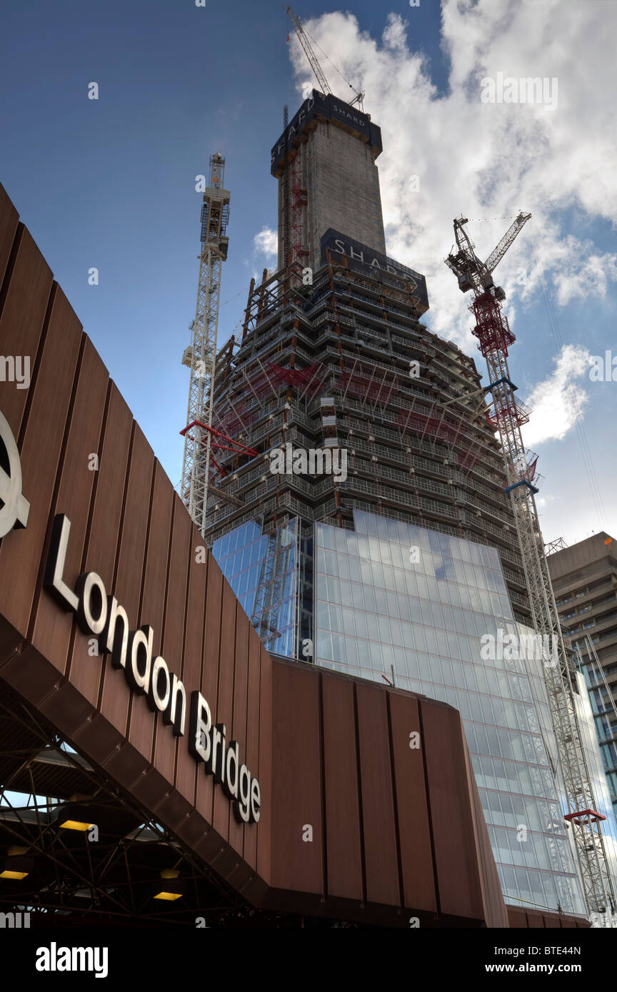 The Shard skyscraper under construction at London Bridge in London, UK Stock Photo