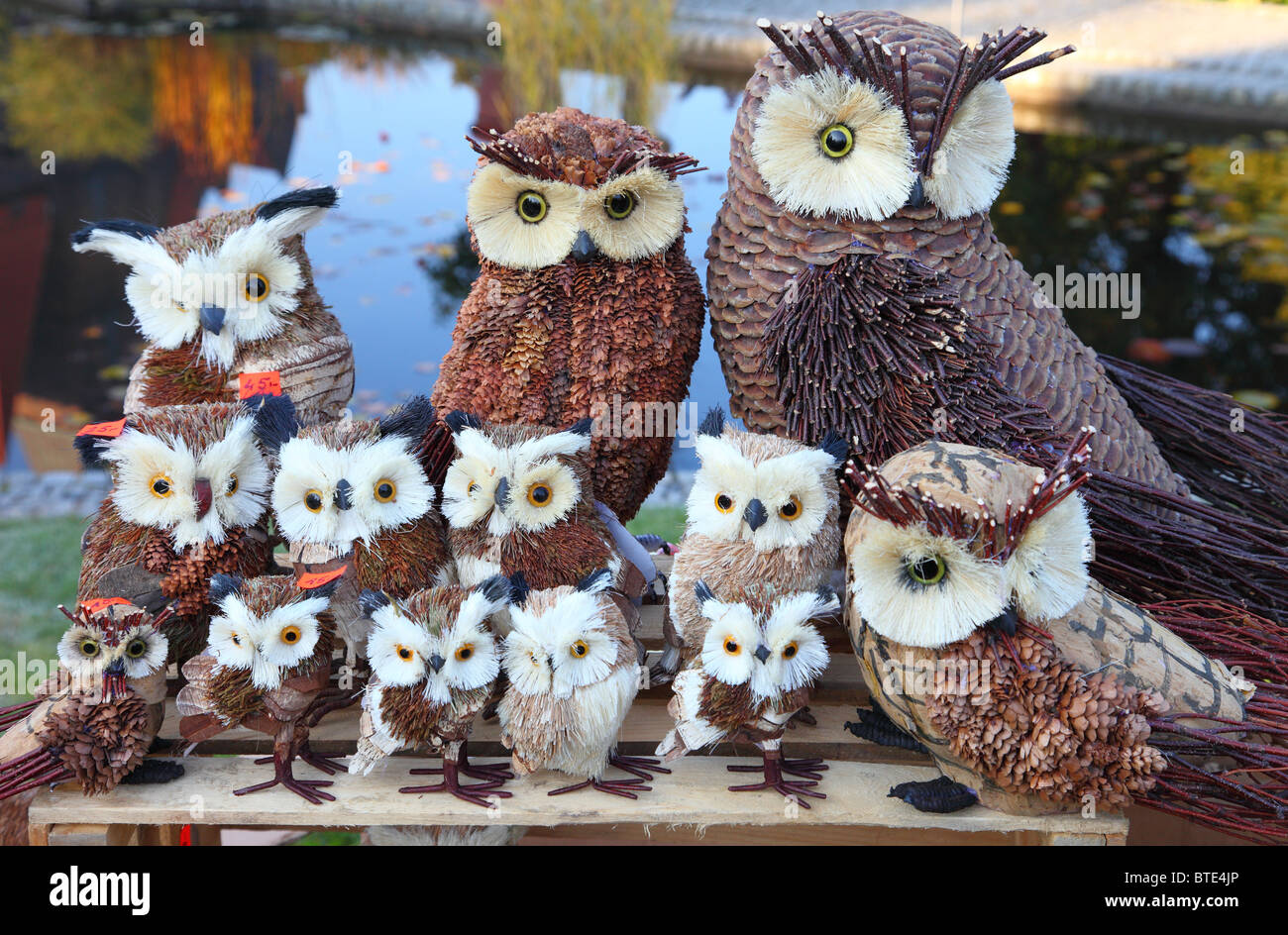 Owls made of hay handicraft craftsmanship of Poland Stock Photo