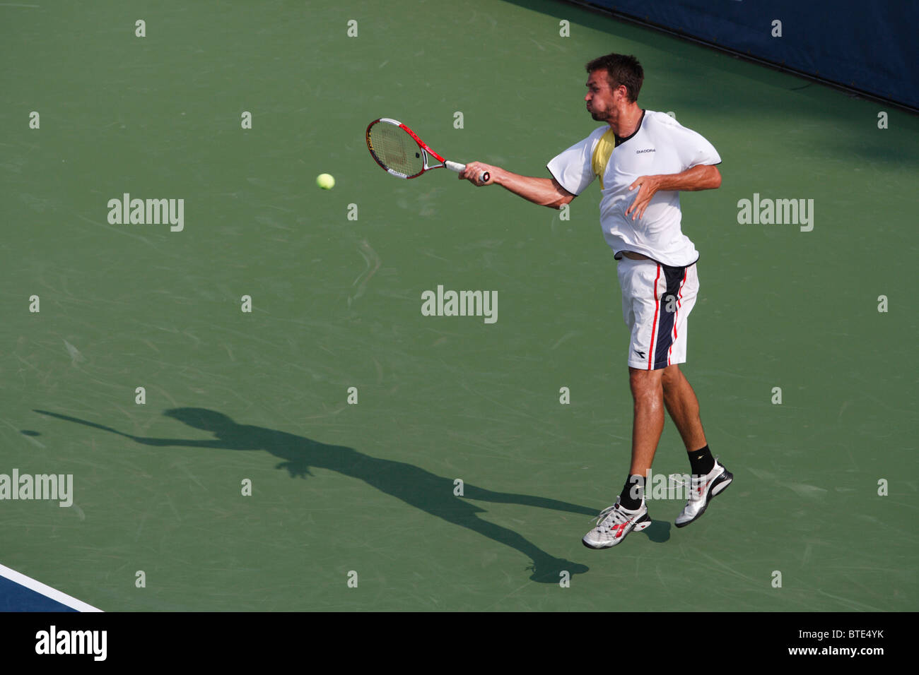 Kamil Capkovic of Slovakia in action during a qualifying round match at the Legg Mason Tennis Classic July 28, 2007. Stock Photo