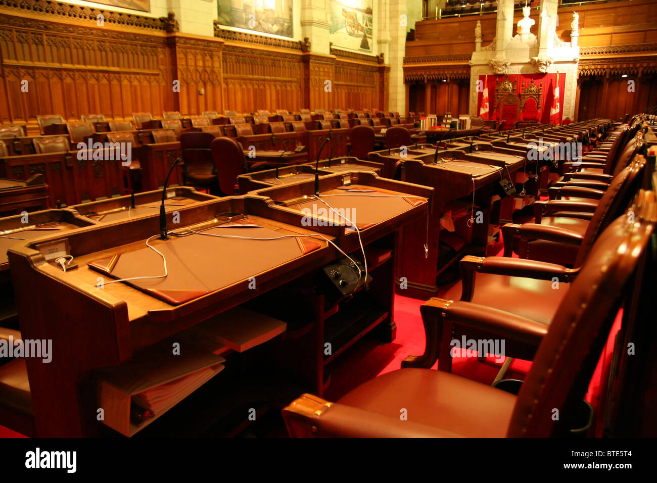 Canadian government meeting room in the House of Commons, Parliament Buildings, Ottawa Stock Photo
